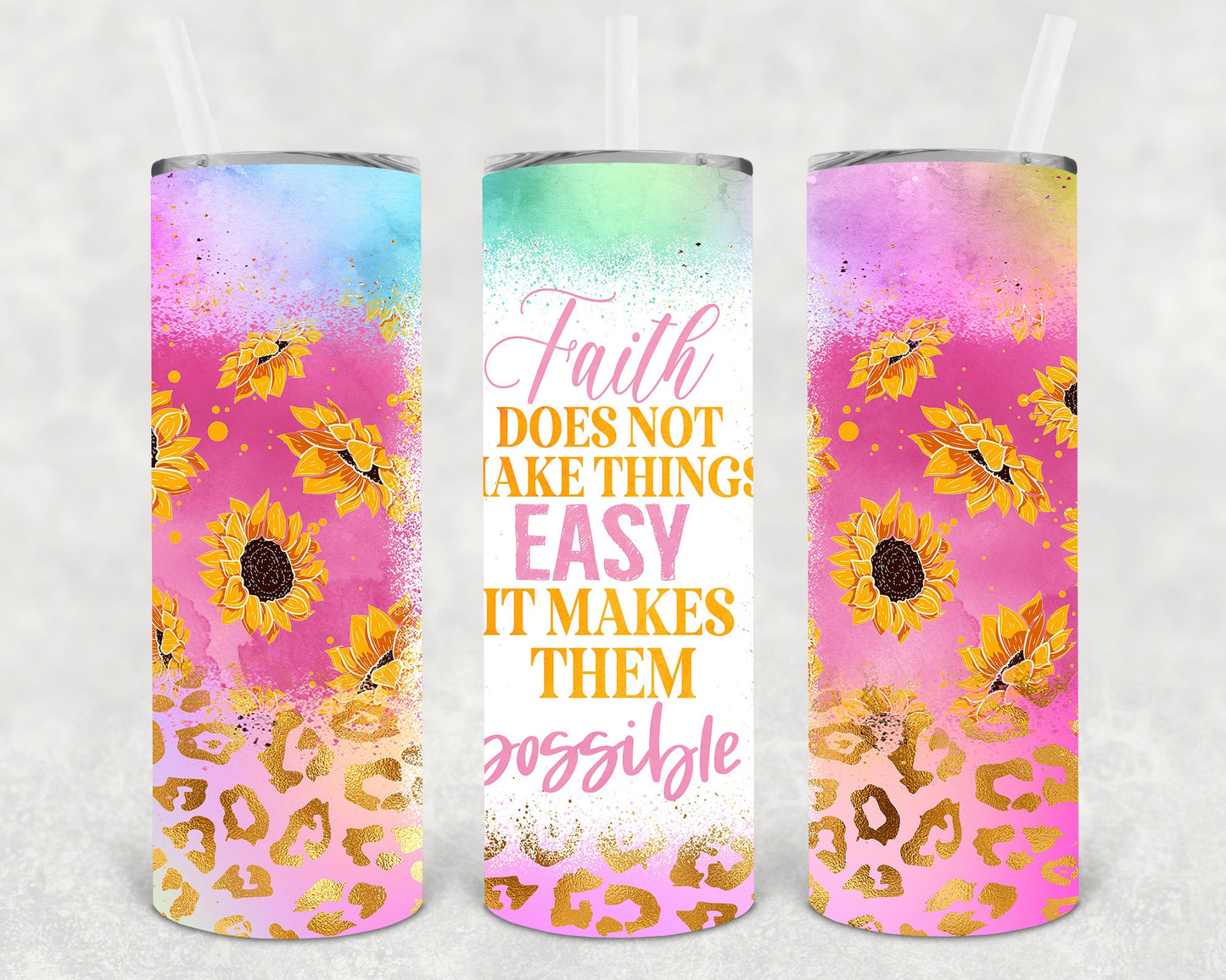 Faith Does Not Make Things Easy 20 Oz Skinny Tumbler