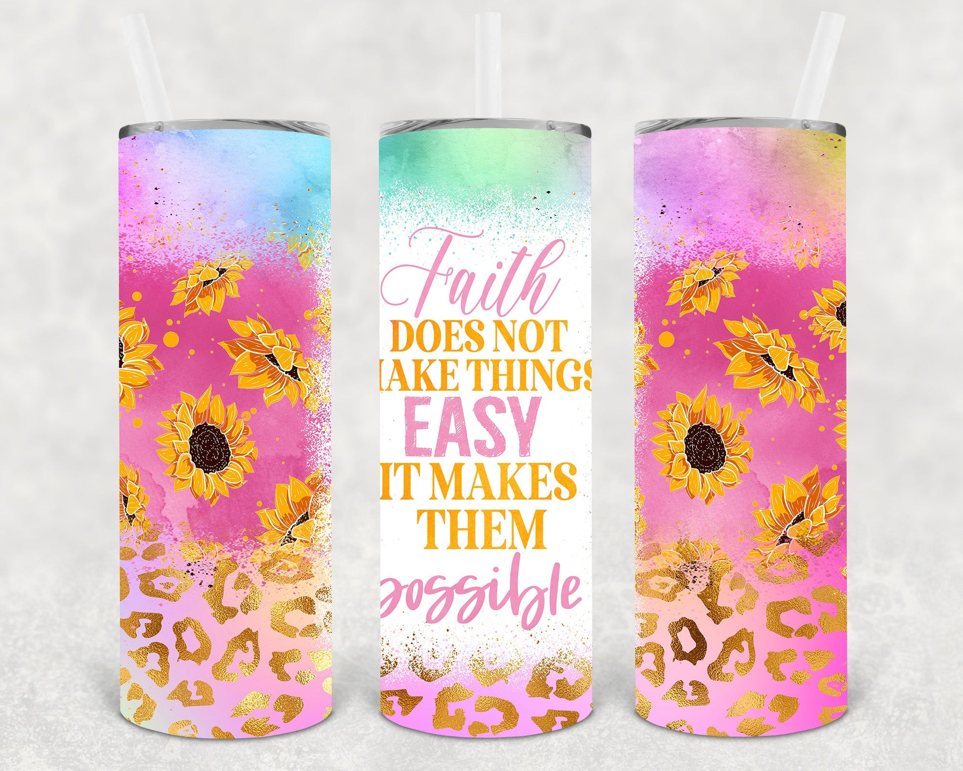 Faith Does Not Make Things Easy 20 Oz Skinny Tumbler