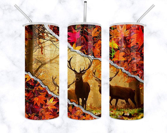 Fall Deer 20 Oz Skinny Tumbler