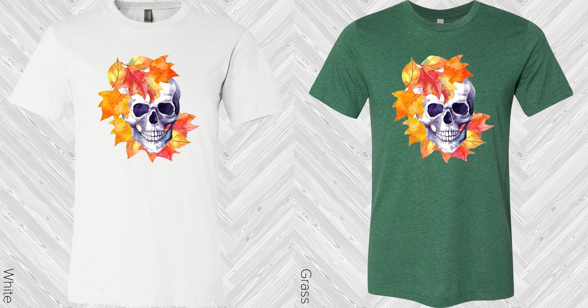 Fall Leaves Skull Graphic Tee Graphic Tee
