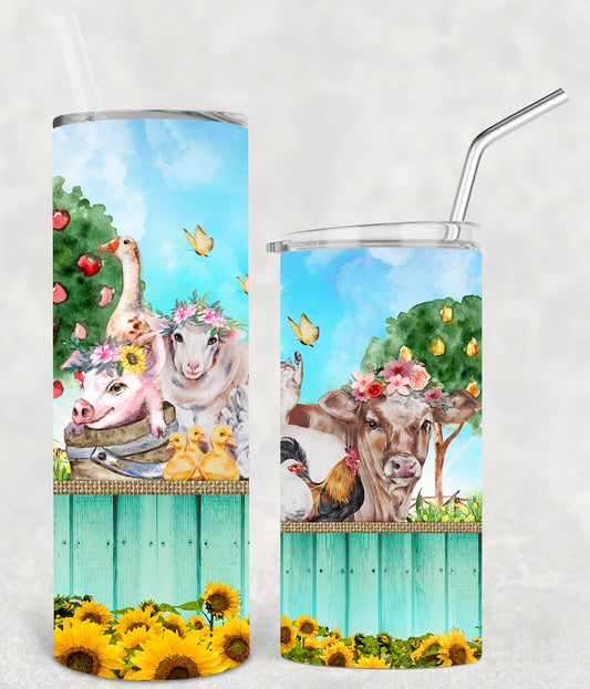 Farm Animals 20 Oz Skinny Tumbler