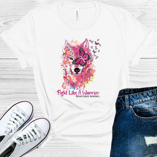 Fight Like A Warrior Wolf Breast Cancer Awareness Graphic Tee Graphic Tee