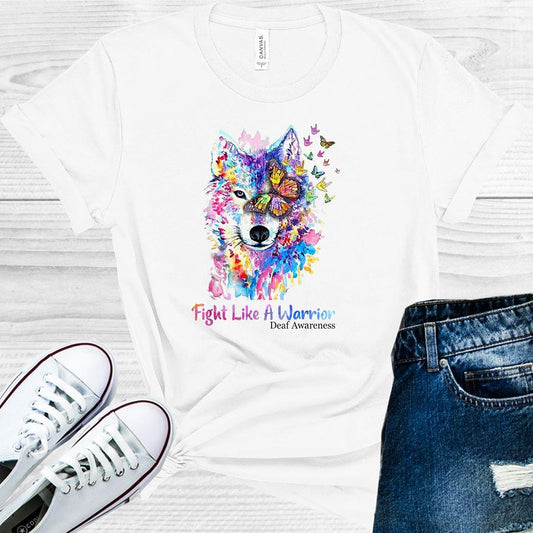 Fight Like A Warrior Wolf Deaf Awareness Graphic Tee Graphic Tee