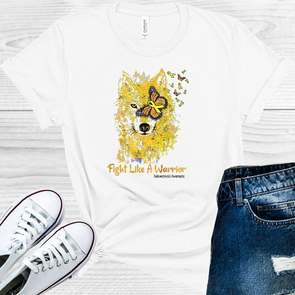 Fight Like A Warrior Wolf Endometriosis Awareness Graphic Tee Graphic Tee