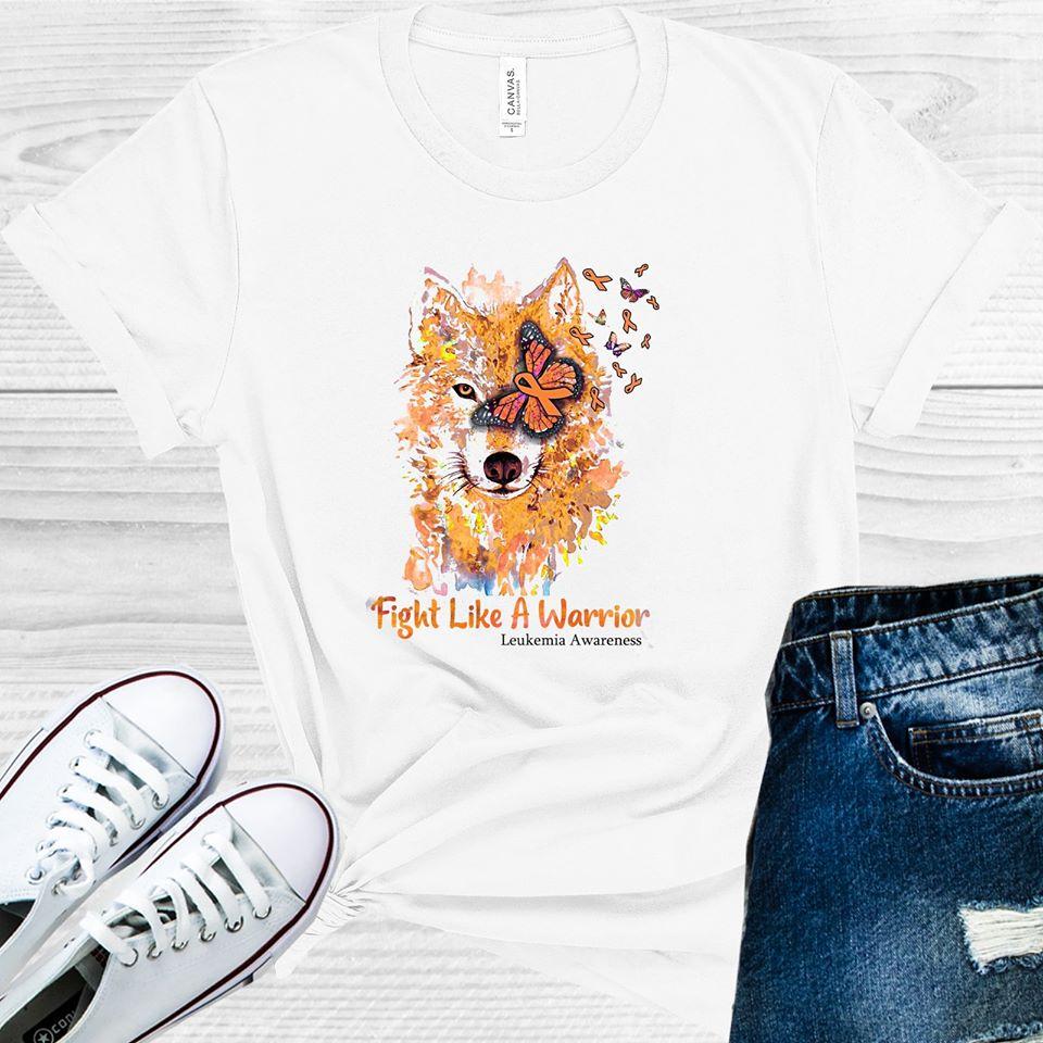 Fight Like A Warrior Wolf Leukemia Awareness Graphic Tee Graphic Tee
