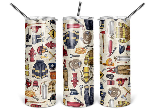 Firefighter 20 Oz Skinny Tumbler