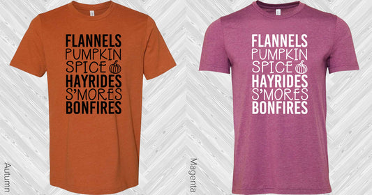 Flannels Pumpkin Spice Hayrides Smores Bonfires Graphic Tee Graphic Tee