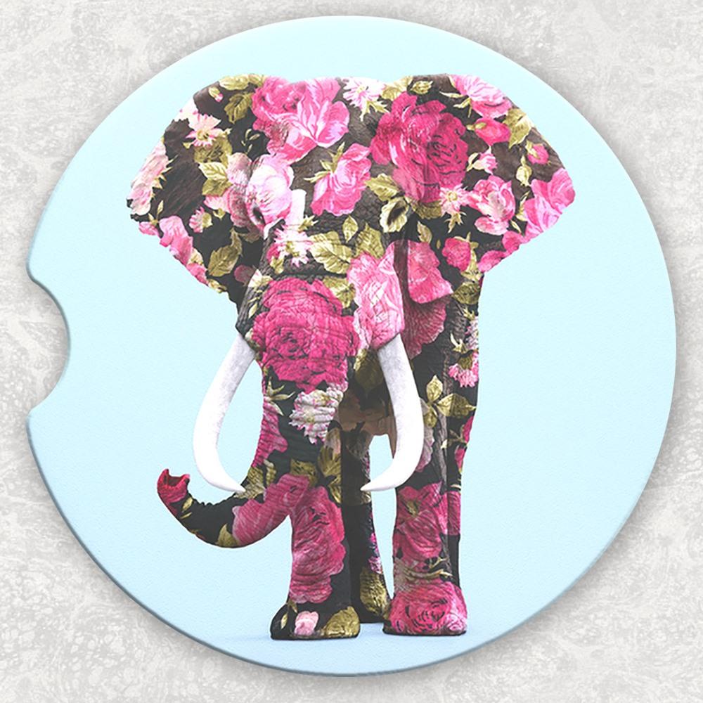 Car Coaster Set - Floral Elephant