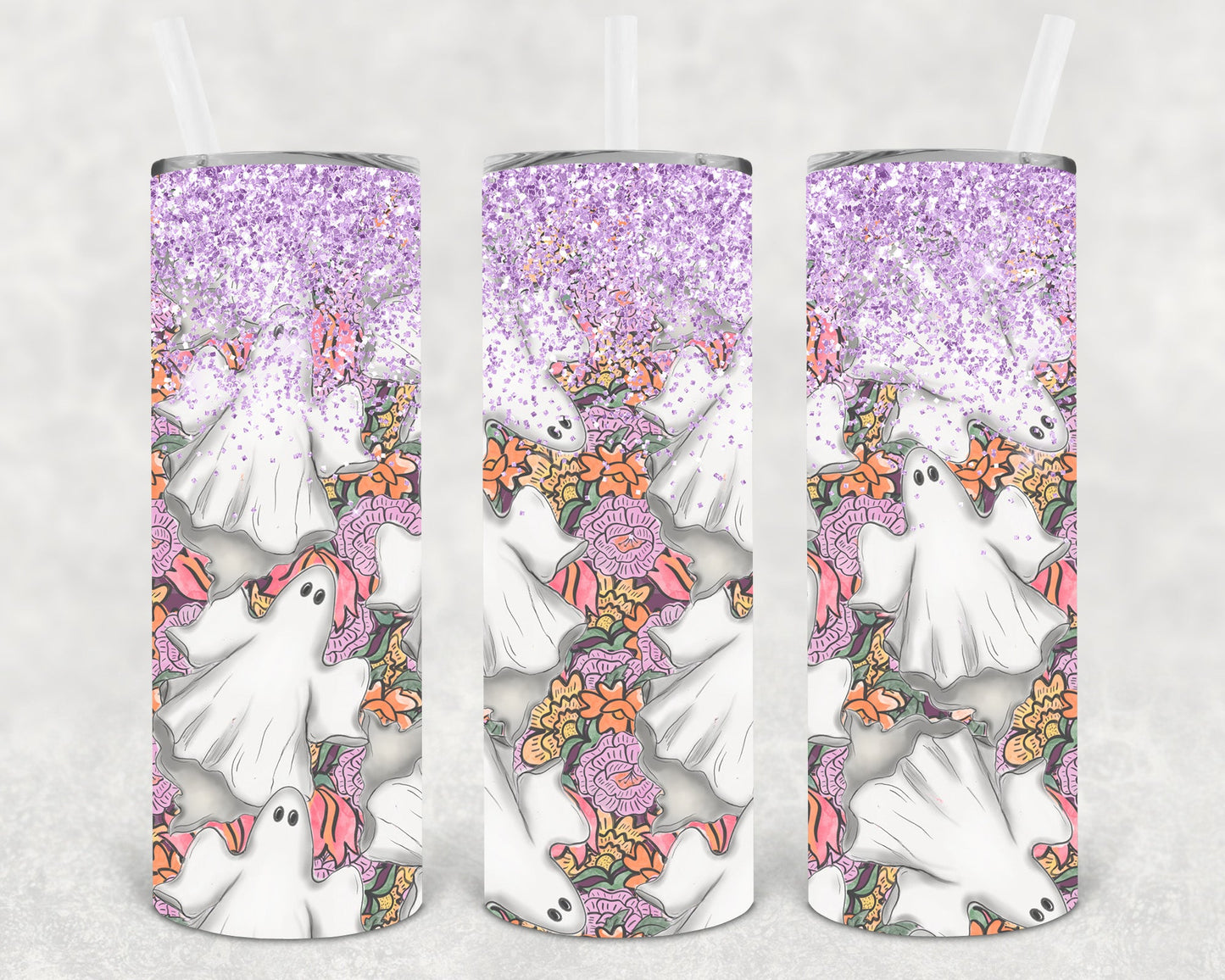 Floral Ghosts 20 Oz Skinny Tumbler