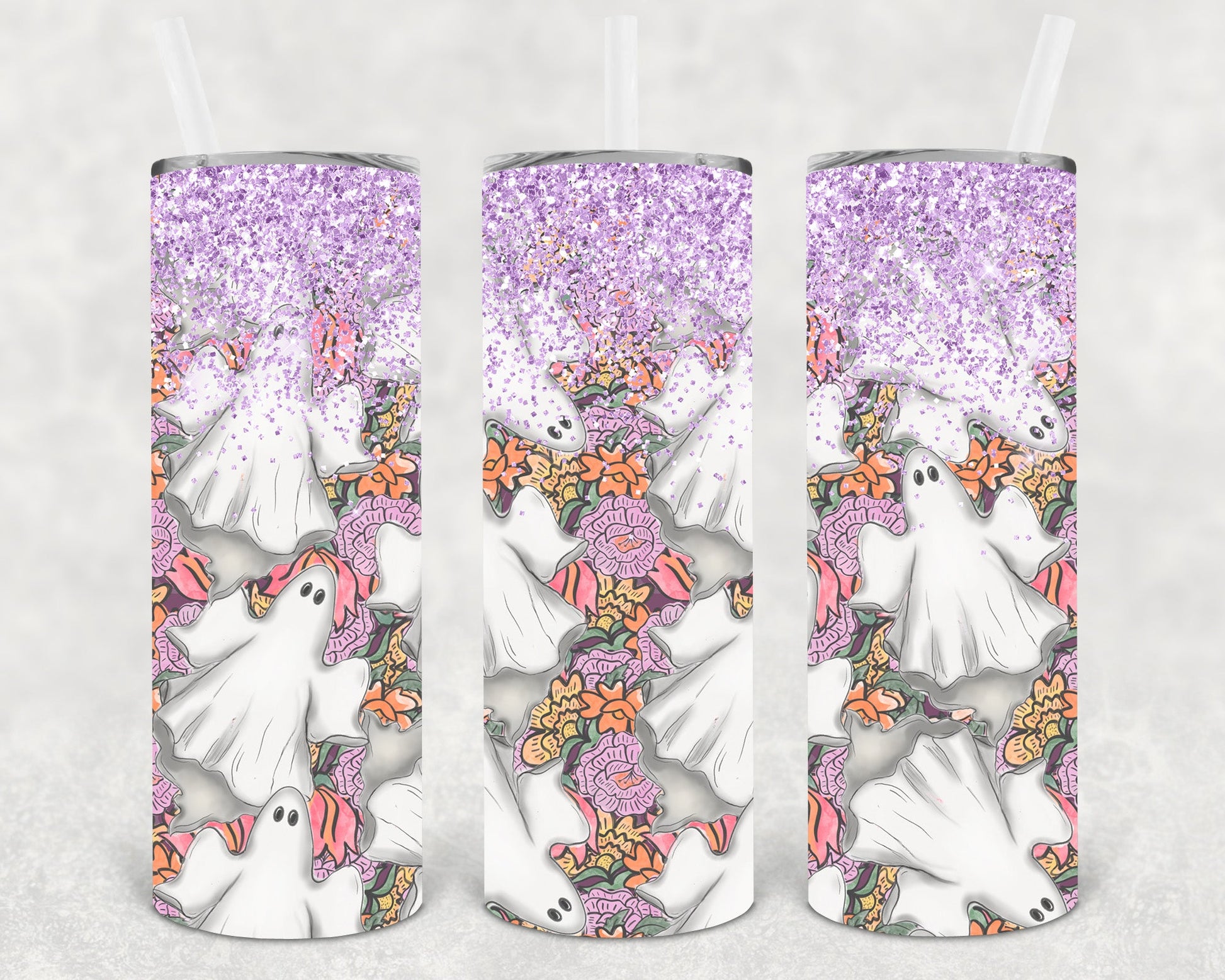 Floral Ghosts 20 Oz Skinny Tumbler
