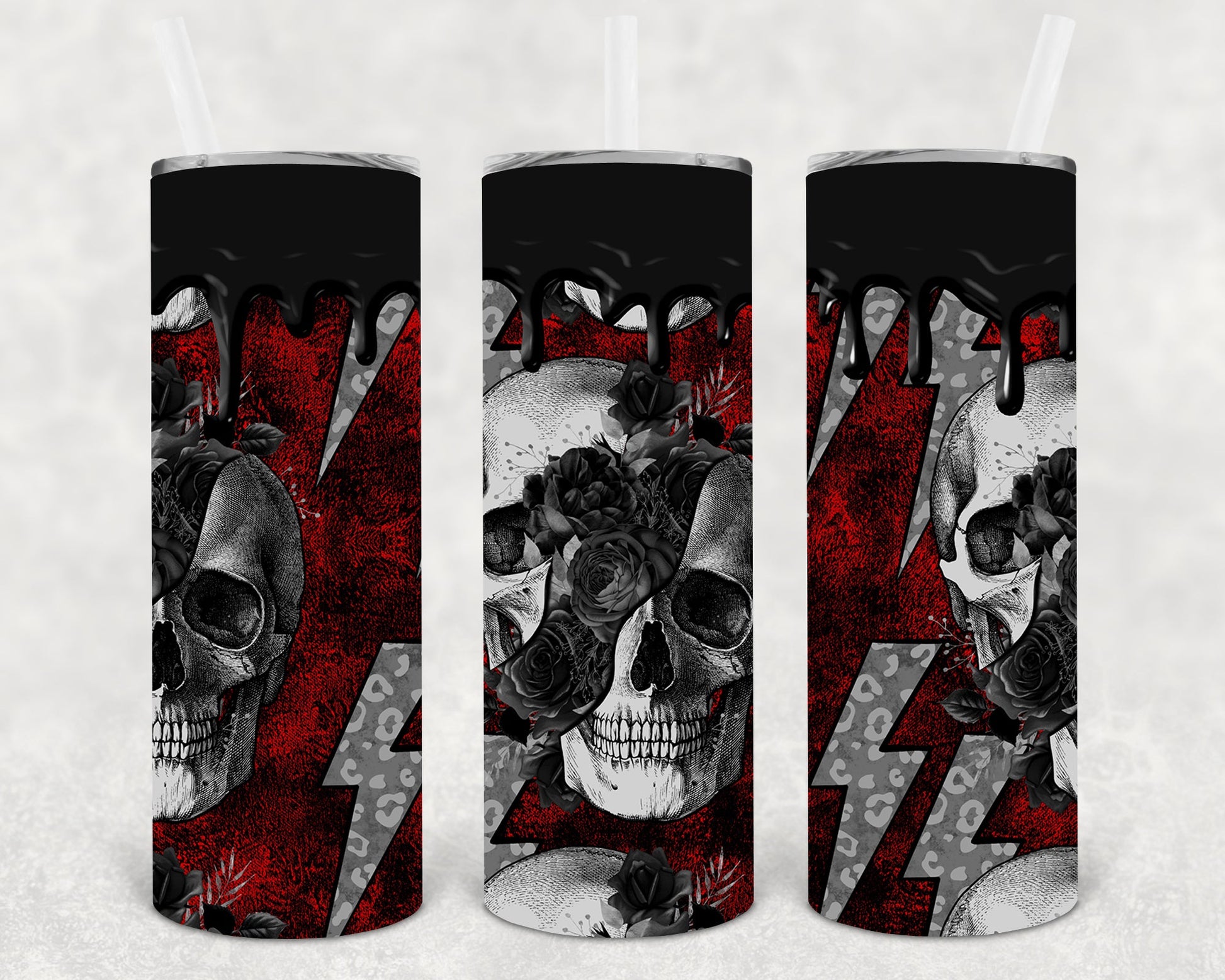 Floral Skull 20 Oz Skinny Tumbler