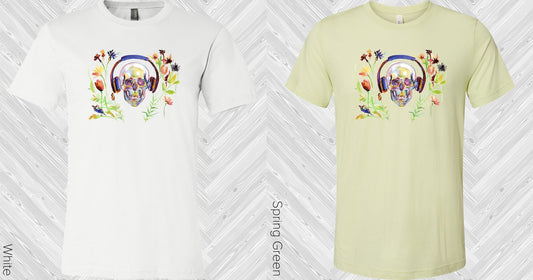 Floral Skull With Headphones Graphic Tee Graphic Tee