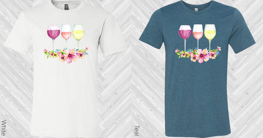 Floral Wine Glasses Graphic Tee Graphic Tee