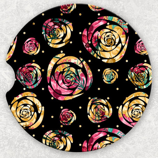 Car Coaster Set - Floral And Dots