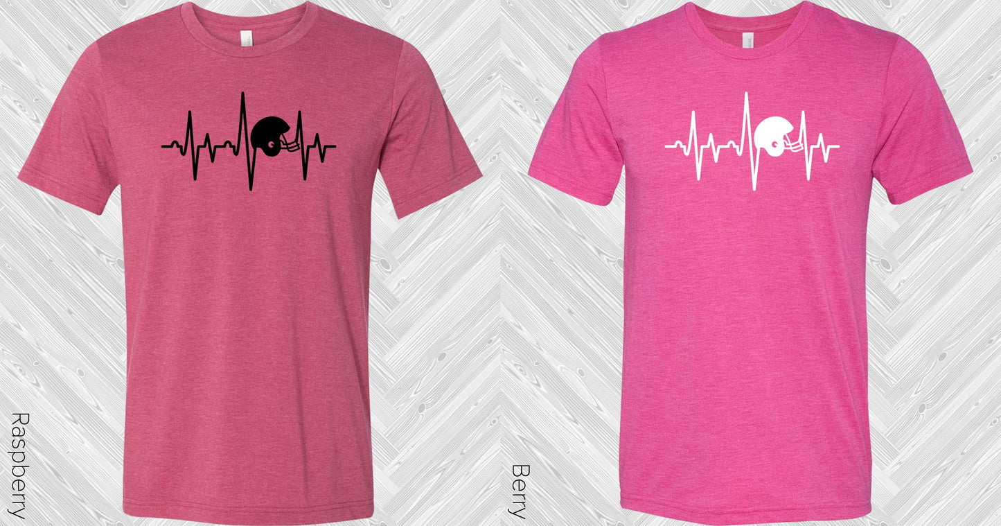 Football Helmet Heartbeat Graphic Tee Graphic Tee