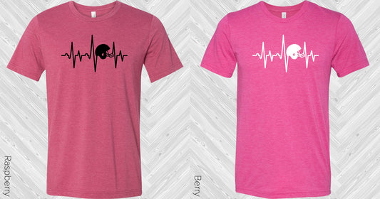 Football Helmet Heartbeat Graphic Tee Graphic Tee