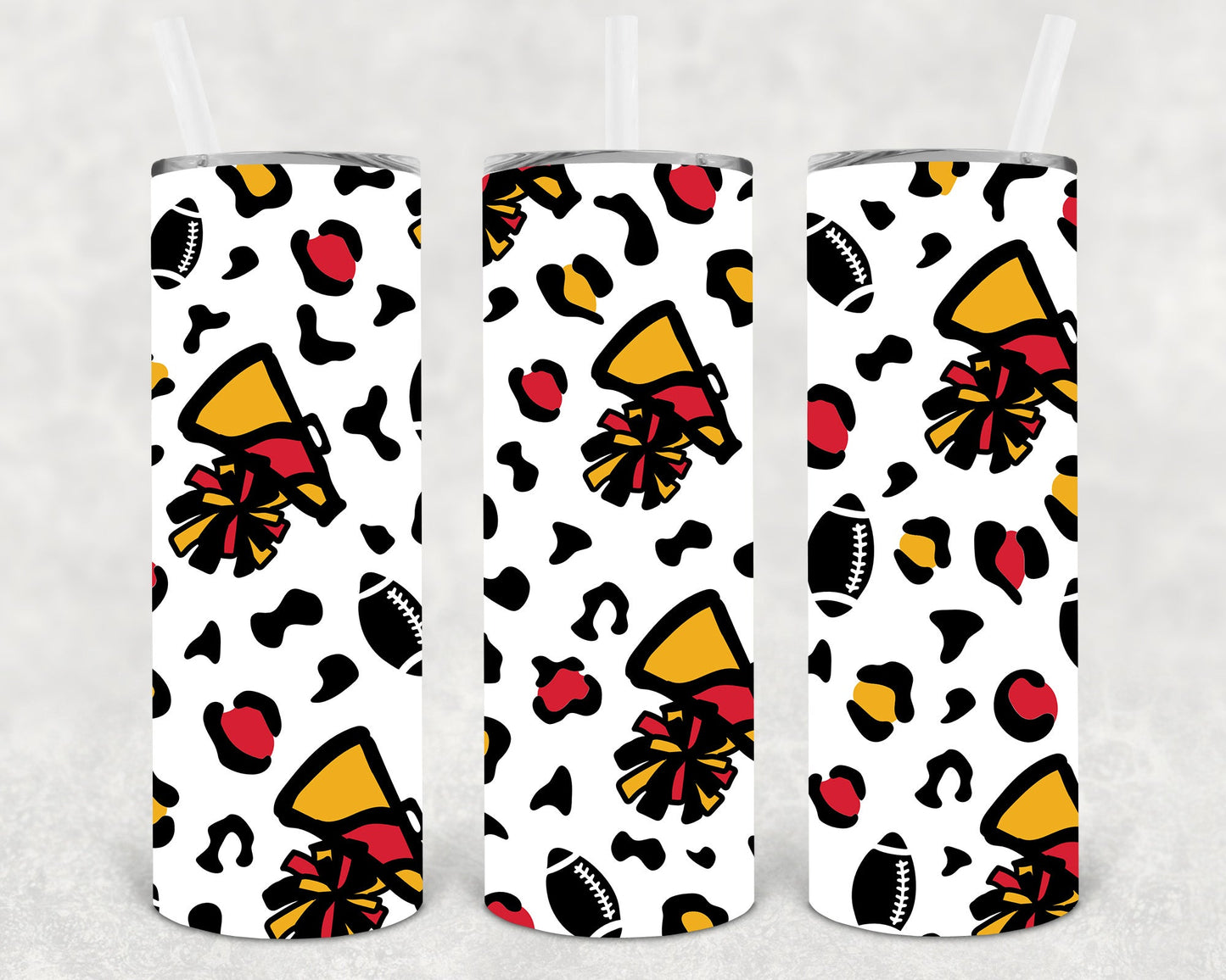 Football Leopard 20 Oz Skinny Tumbler