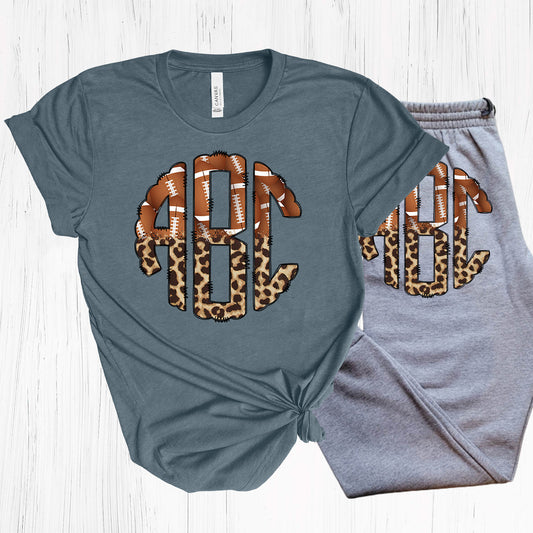 Football Leopard Monogram Graphic Tee Graphic Tee