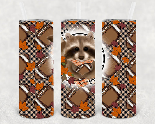 Football Raccoon 20 Oz Skinny Tumbler
