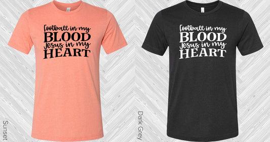 Football In My Blood Jesus Heart Graphic Tee Graphic Tee