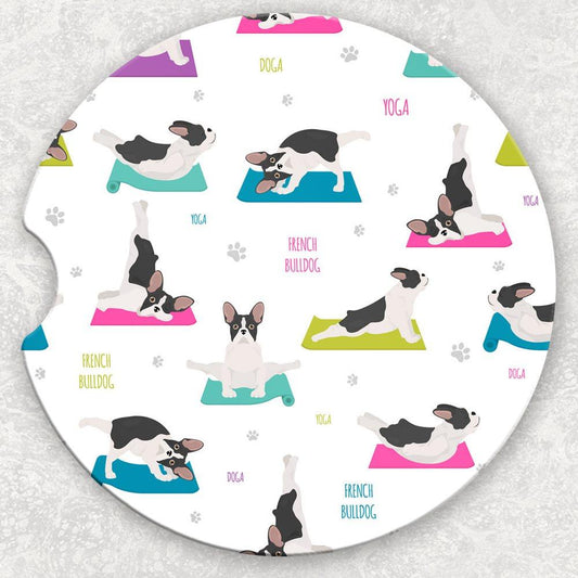 Car Coaster Set - French Bulldog Yoga