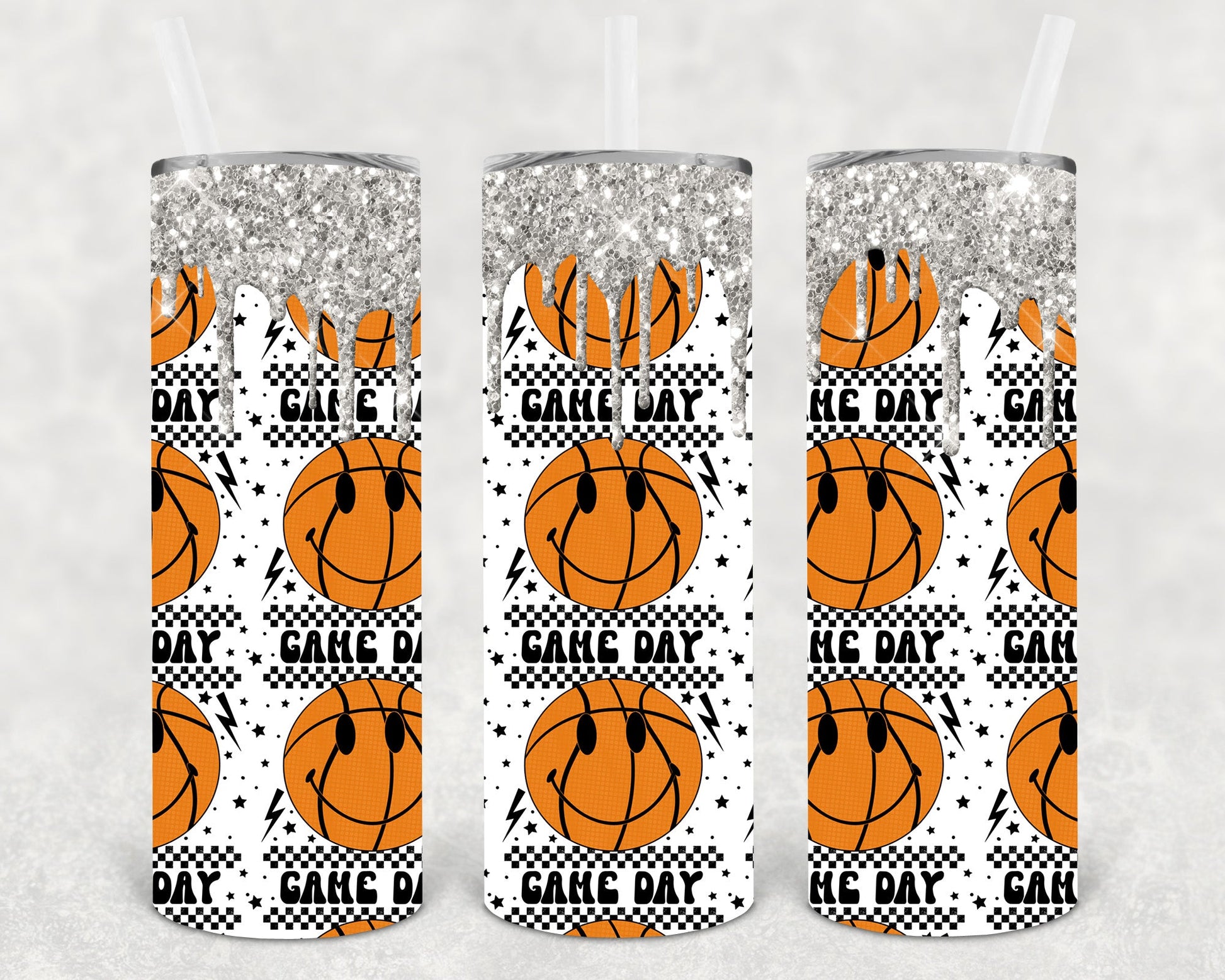 Game Day Basketball 20 Oz Skinny Tumbler