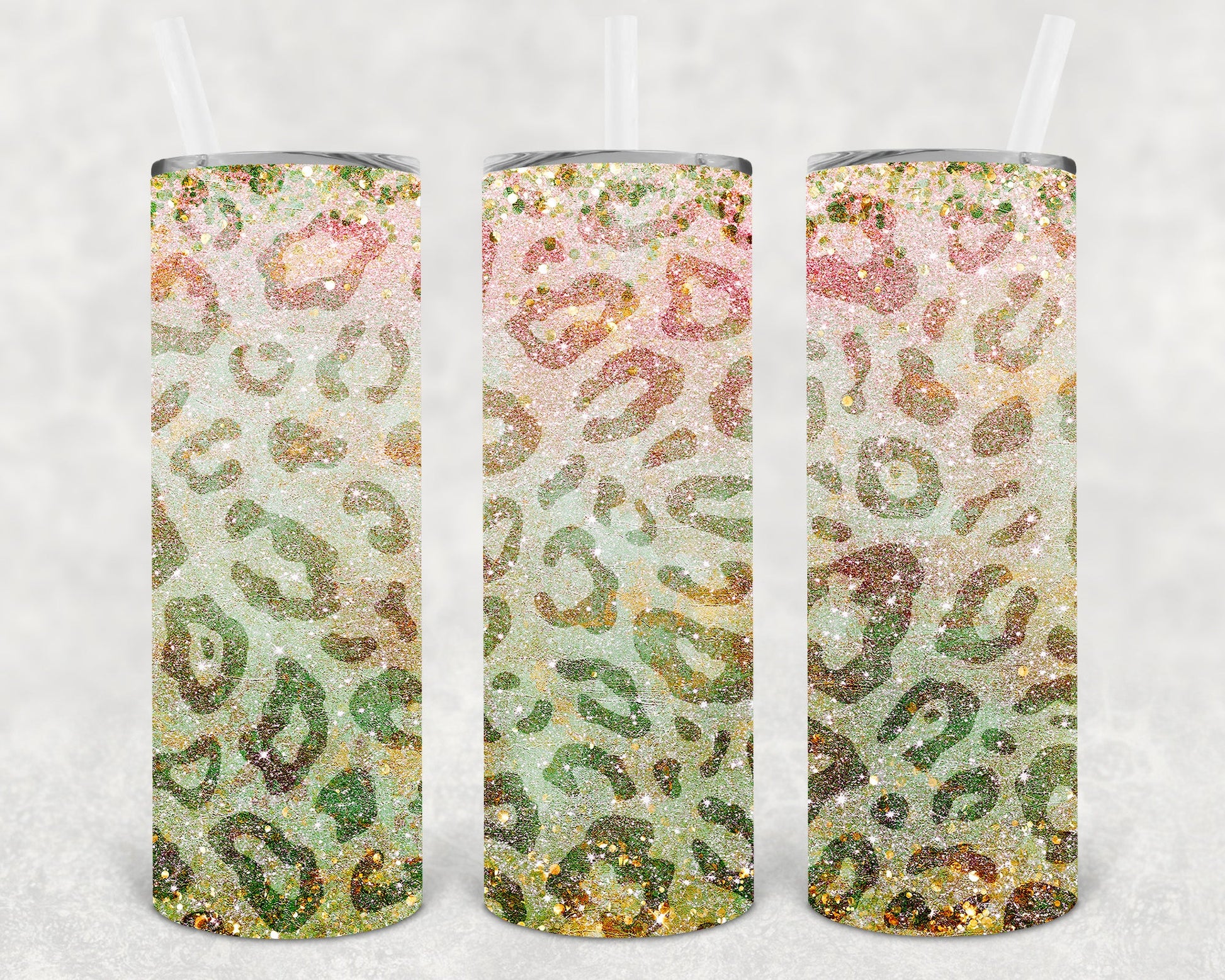 Glitter Leopard 20 Oz Skinny Tumbler