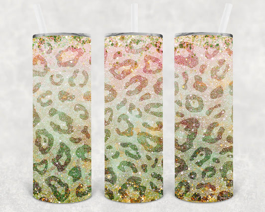 Glitter Leopard 20 Oz Skinny Tumbler