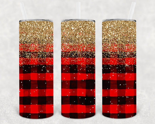 Gold Buffalo Plaid 20 Oz Skinny Tumbler
