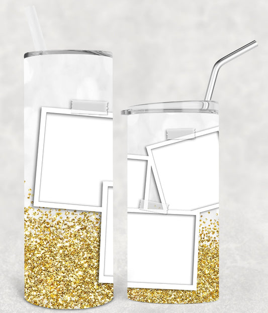 Gold Glitter Frame 20 Oz Skinny Tumbler
