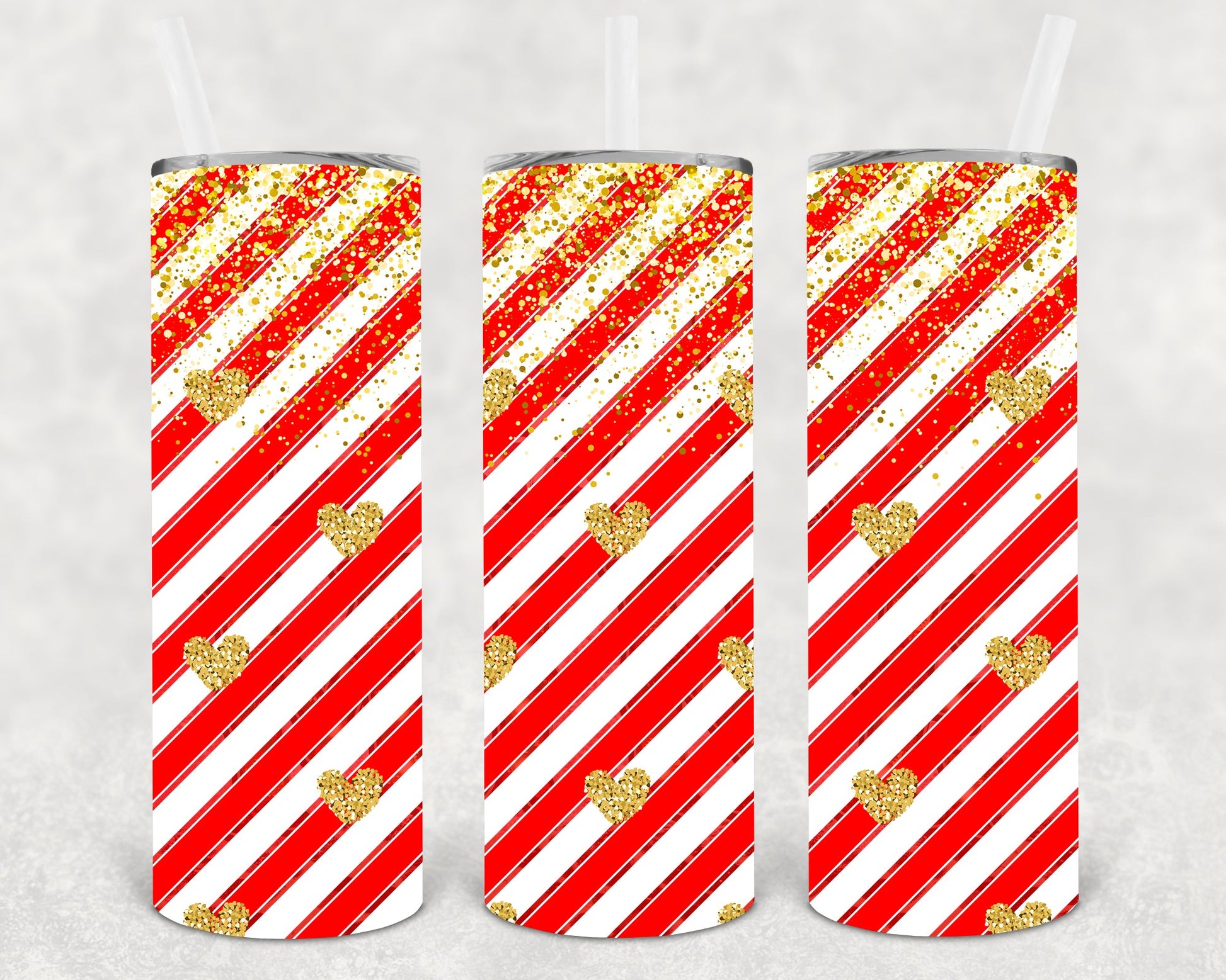 Gold Hearts 20 Oz Skinny Tumbler