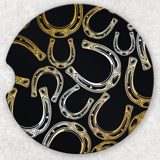 Car Coaster Set - Gold Horseshoes