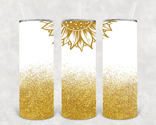 Gold Sunflower 20 Oz Skinny Tumbler