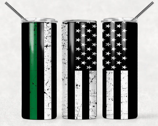 Green Line Flag 20 Oz Skinny Tumbler