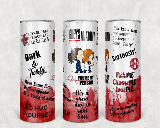 Greys Anatomy 20 Oz Skinny Tumbler