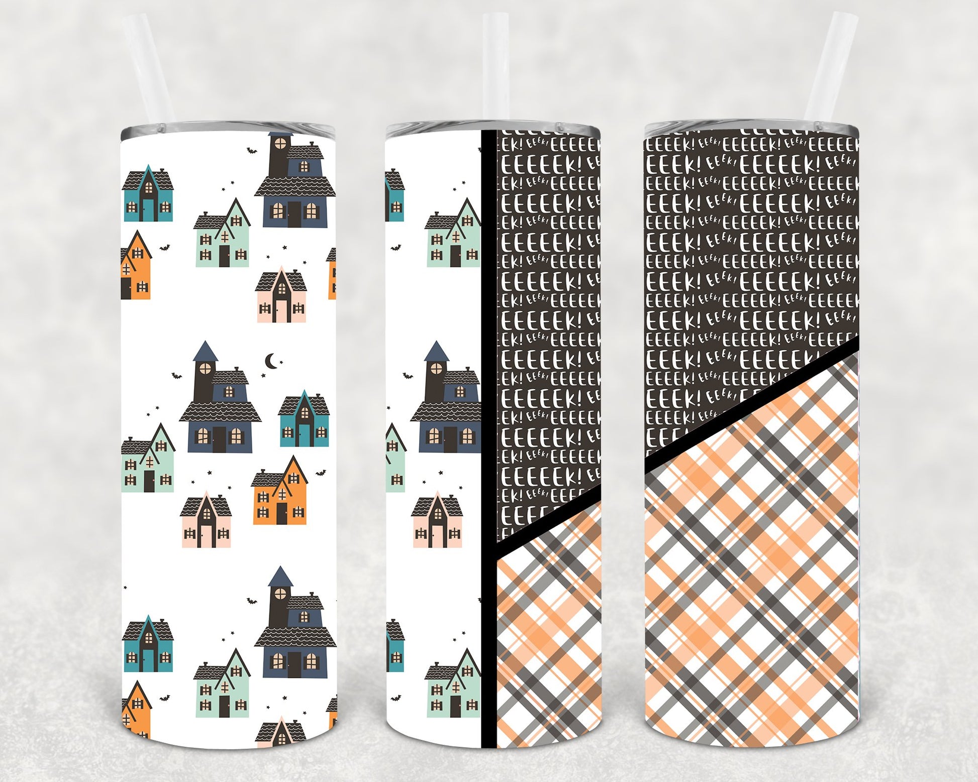 Halloween Houses 20 Oz Skinny Tumbler