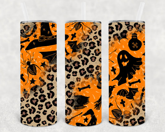 Halloween And Leopard 20 Oz Skinny Tumbler
