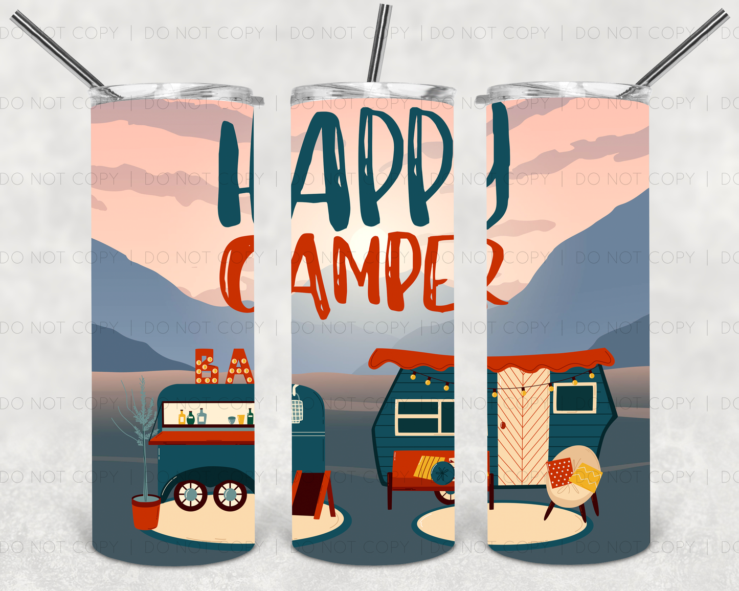 Happy Camper 20 Oz Skinny Tumbler
