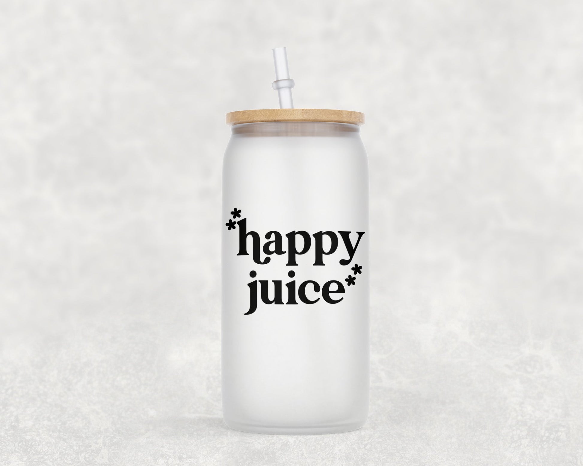 Happy Juice 16 Oz Glass Can Coffee Mug