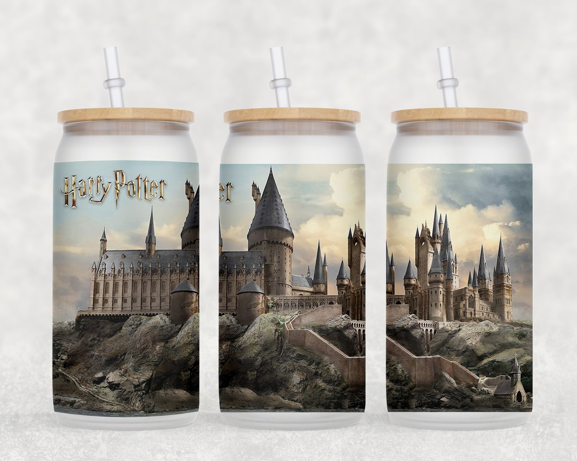 Harry Potter Hogwarts 16 Oz Glass Can Coffee Mug