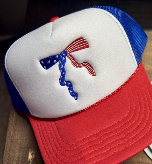 Patriotic Ribbon Embroidered Foam Cap