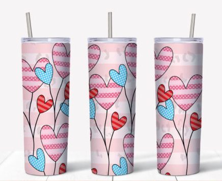 Heart Balloons 20 Oz Skinny Tumbler