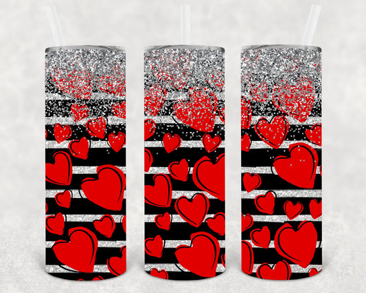 Hearts And Stripes 20 Oz Skinny Tumbler