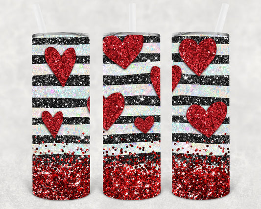 Hearts And Stripes 20 Oz Skinny Tumbler