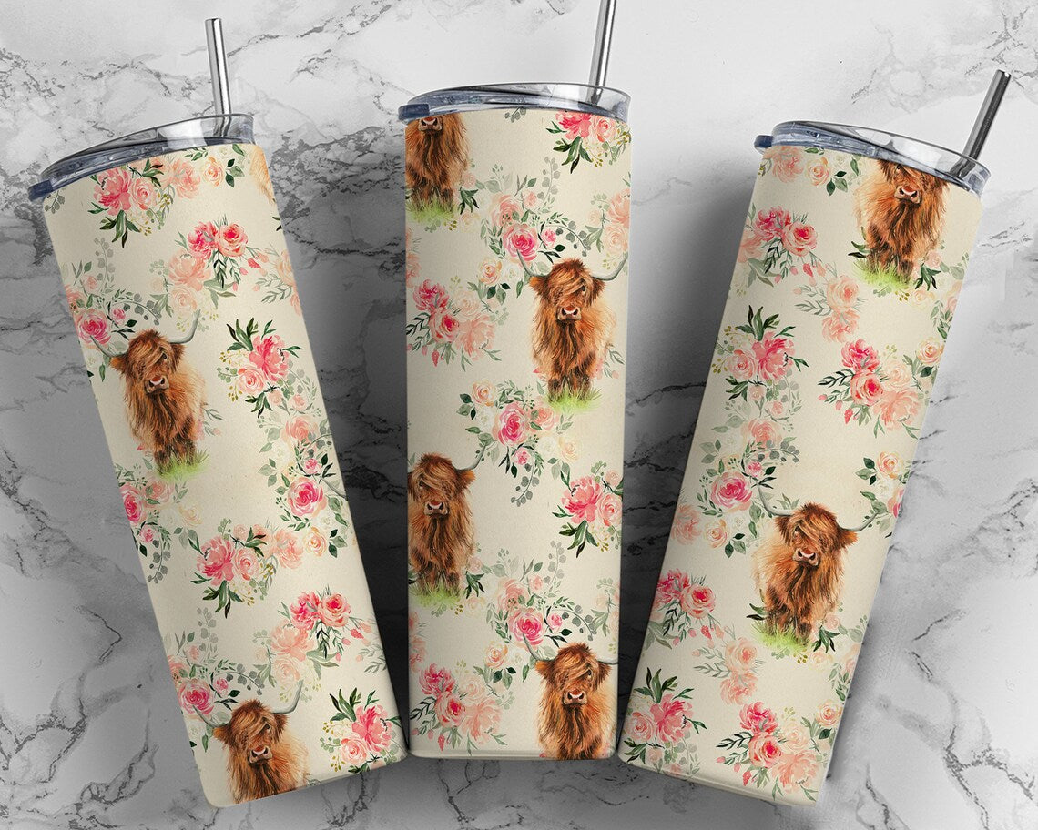 Highland Cow 20 Oz Skinny Tumbler