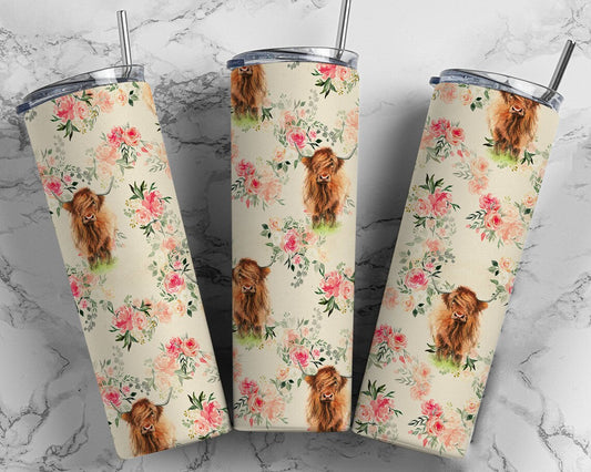 Highland Cow 20 Oz Skinny Tumbler
