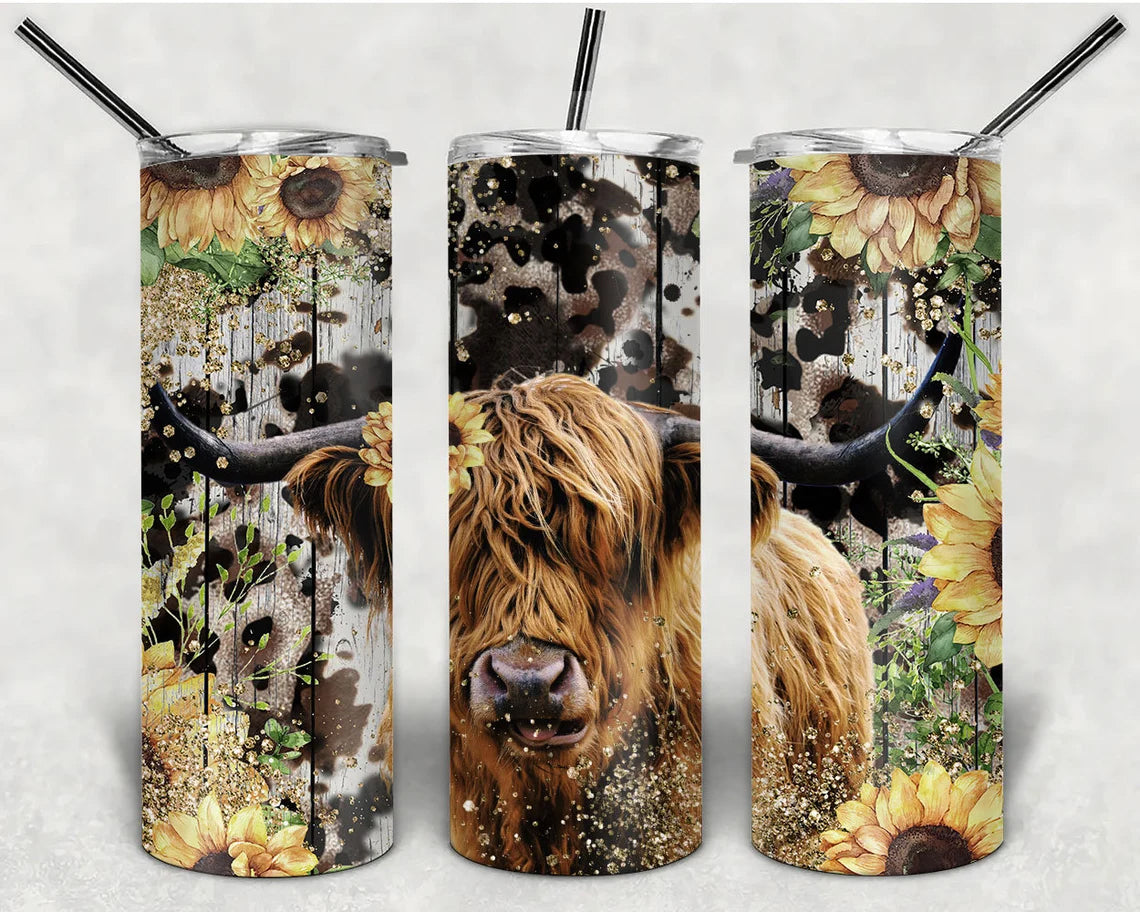 Highland Cow 20 Oz Skinny Tumbler