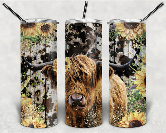 Highland Cow 20 Oz Skinny Tumbler