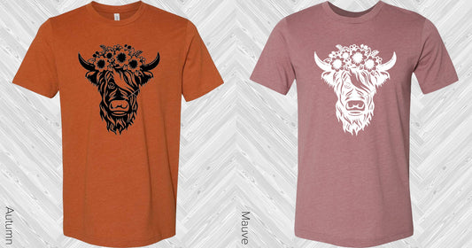 Highland Cow Floral Graphic Tee Graphic Tee