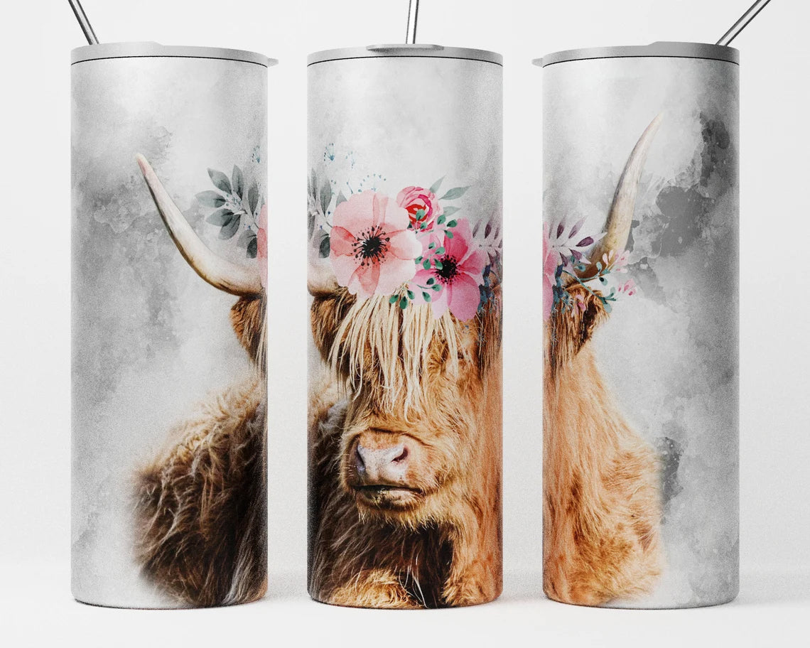Highland Cow 20 Oz Skinny Tumbler